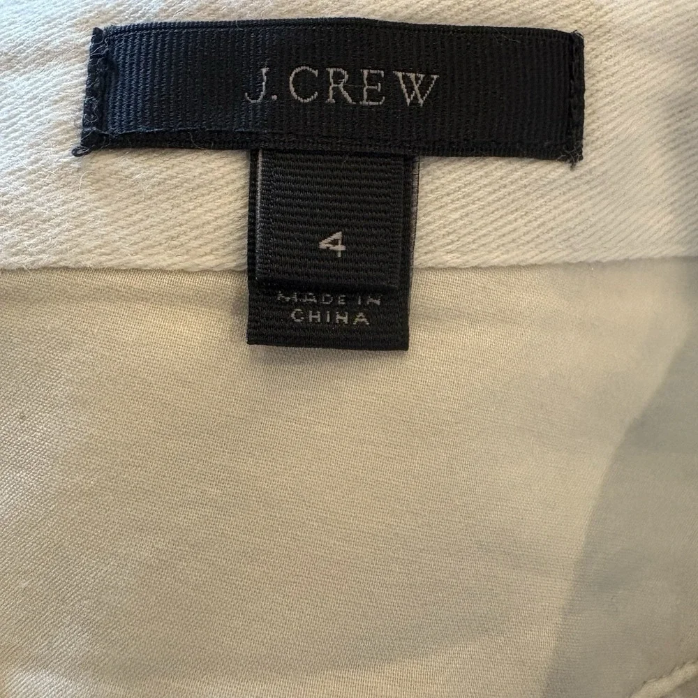 J. Crew 100% Linen Wrap Skirt‎ Ivory Navy Stripe Women 4 Zip Lined Above Knee